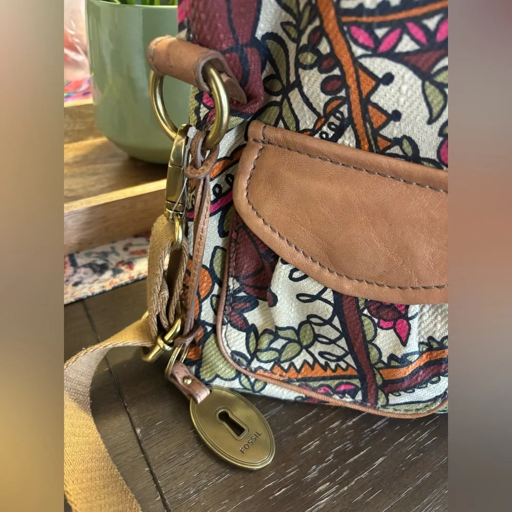 🔑Rare New Vintage Fossil🔑 Floral Convertible Tote with Front Pockets - Picture 3 of 6